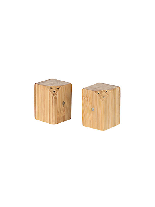 Estia Bamboo Essentials Σετ Αλατοπίπερο Ξύλινο με Βάση Καφέ 2τμχ