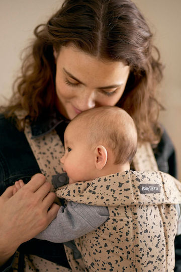BabyBjorn Mini Woven Μάρσιπος Πλάτης Print Beige/Dark Grey με Μέγιστο Βάρος 11kg