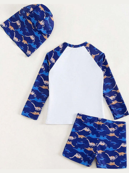 Babykids Kinder Badeanzug Bademoden-Set mit Hut Blau