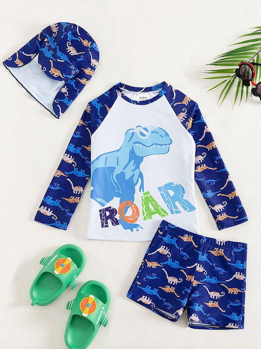 Babykids Kinder Badeanzug Bademoden-Set mit Hut Blau