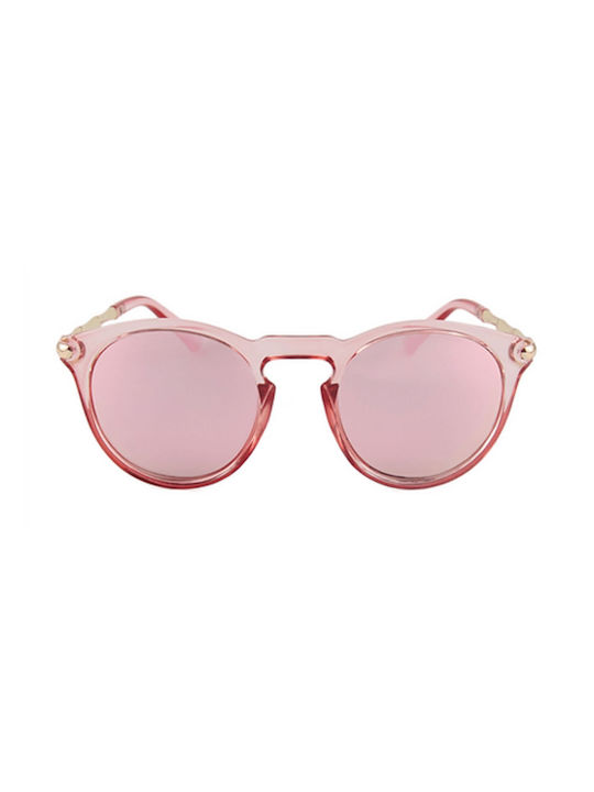 Martinez Women's Sunglasses with Pink Plastic Frame and Pink Mirror Lens