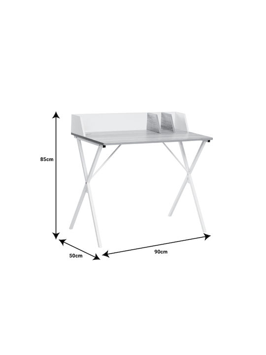 Birou de Calculatoare Zervan Din Lemn Natural Negru cu Picioare Metalice 90x50x85cm