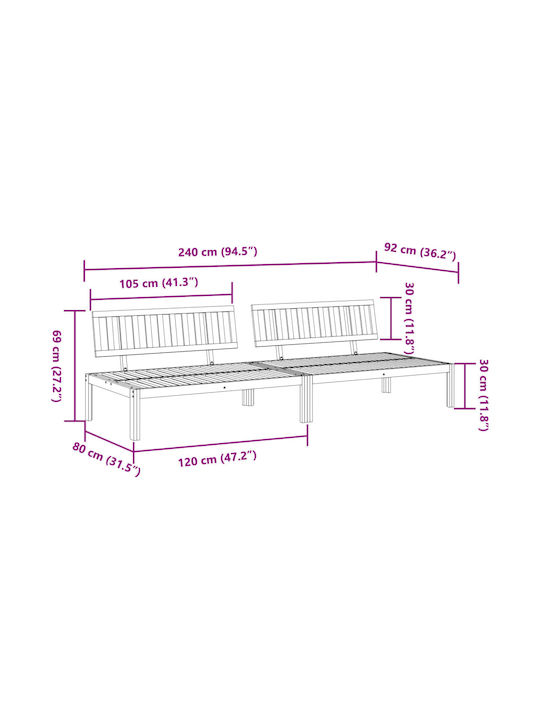 Baumsessel-Sofa Außenbereich aus Paletten 120x80cm