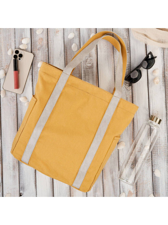 Leder Damentasche Shopper Schultertasche Gelb
