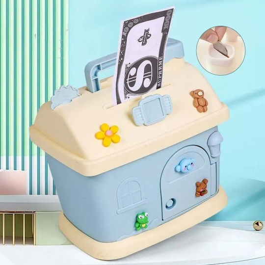 Children's Money Box Plastic Light Blue 15.5x11x14cm