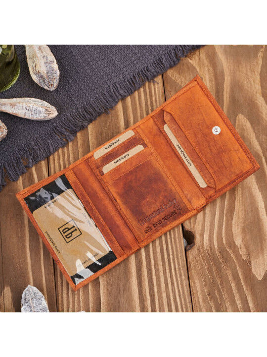 Small Leather Women's Wallet Classic with RFID Orange