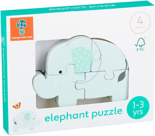 Holz Kinder Steckpuzzle Elephant 4pcs Orange Tree Toys