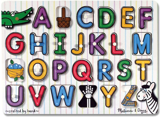 Wooden Kids Peg Puzzle Alphabet 26pcs Melissa & Doug