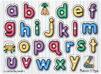 Wooden Kids Peg Puzzle Alphabet 26pcs Melissa & Doug