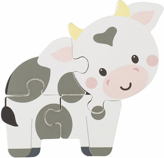 Ξύλινο Παιδικό Puzzle Σφηνώματα Cow 4pcs Orange Tree Toys