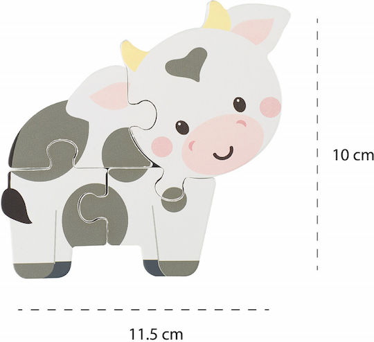 Ξύλινο Παιδικό Puzzle Σφηνώματα Cow 4pcs Orange Tree Toys