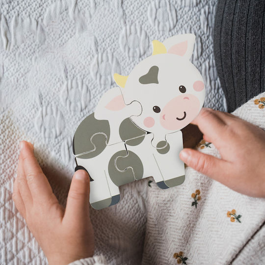 Ξύλινο Παιδικό Puzzle Σφηνώματα Cow 4pcs Orange Tree Toys