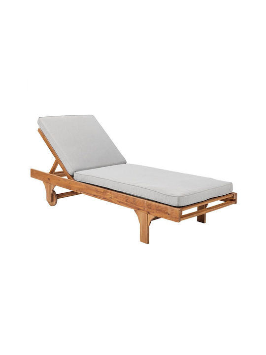 Deckchair Wooden Somerset with Cushion Brown with Table 200x70x30cm.