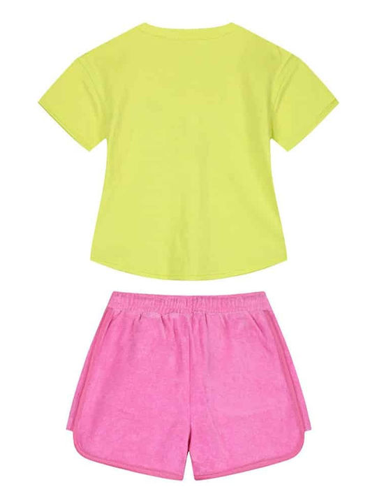 Energiers Kinder Set mit Shorts Sommer 2Stück Pink - Yellow