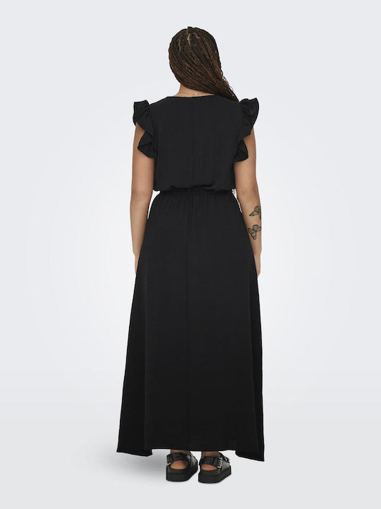 Only Maxi Dress with Ruffle Black