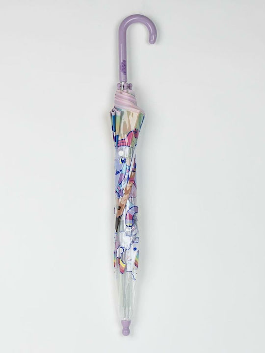 Gabby's Dollhouse Kinder Regenschirm Gebogener Handgriff Rosa mit Durchmesser 45cm.