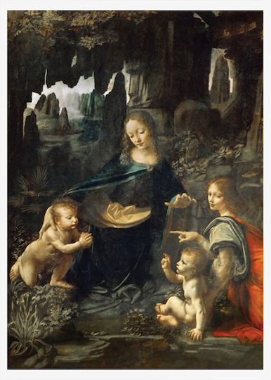 Walls La Vergine Delle Rocce Painting Copy of Da Vinci on Canvas 20x30cm
