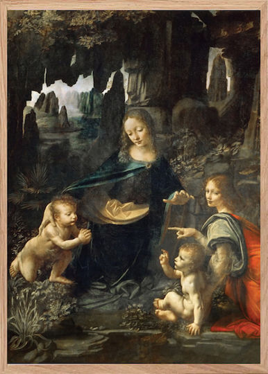 Walls La Vergine Delle Rocce Painting Copy of Da Vinci on Canvas 40x50cm