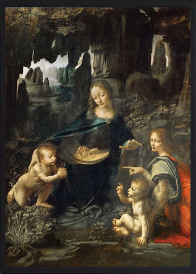 Walls La Vergine Delle Rocce Painting Copy of Da Vinci on Canvas 15x20cm