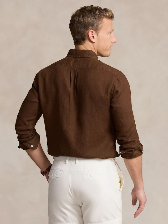 Shirt Long-sleeved Linen Shirt Chocolate Mousse