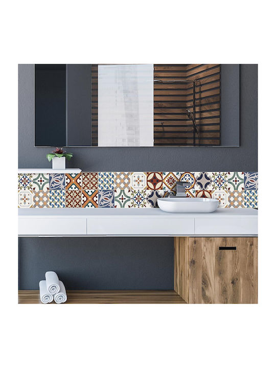 Decorative Sticker Wall Red Tiles Kitchen 1pcs 195x23.5cm Ango