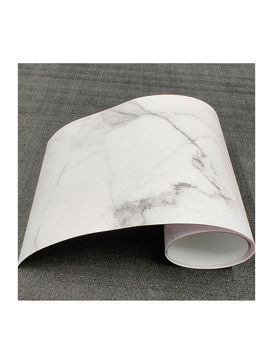 Διακοσμητικό Αυτοκόλλητο Τοίχου White Marble Μπορντούρα Κουζίνας 1τμχ 195x23.5εκ. Ango