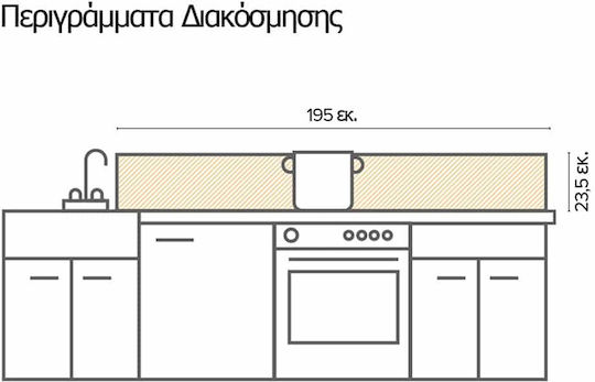 Декоративно Стикер Стена Green Граници за кухнята 1бр 195x23.5бр Ango