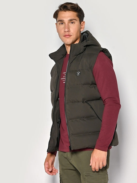 Brokers Jeans Ärmellos Herren Jacke Lässig Khaki