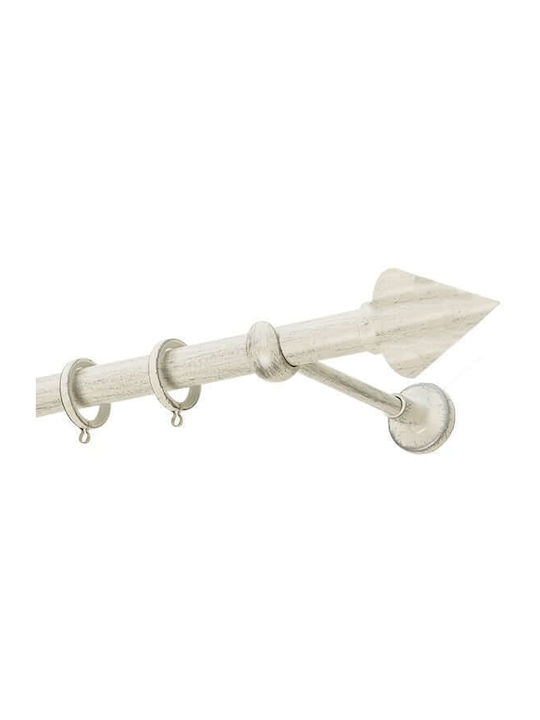 Zogometal Metallic Curtain Pole Rustique Collection Single Φ25mm 160cm Cream Patina Silver