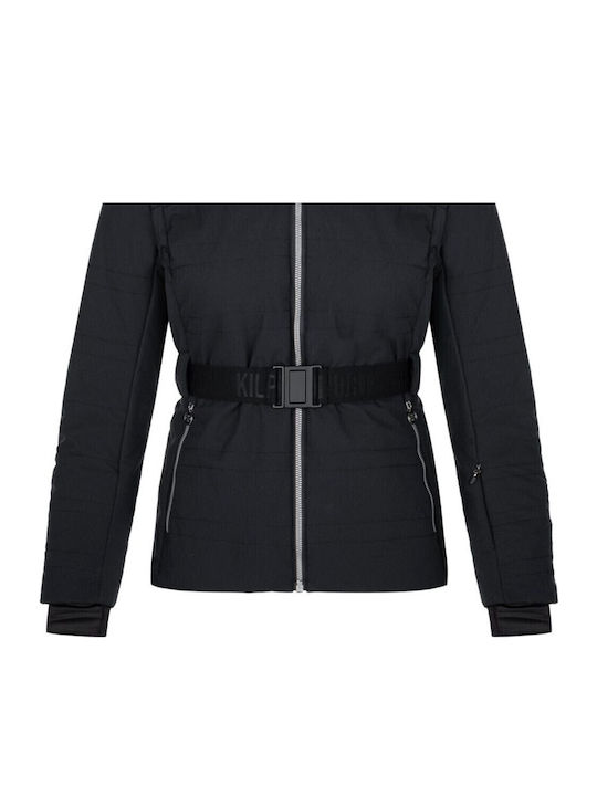 Women's Short Sports Jacket Waterproof for Winter with Hood Black