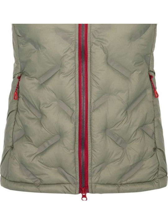 Nai-W Scurtă Jachetă de femei Fără mâneci Puffer cu protecție împotriva vântului Kaki