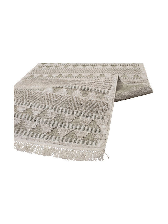 Bella 585 Rug Rectangular with Fringes Green Cream