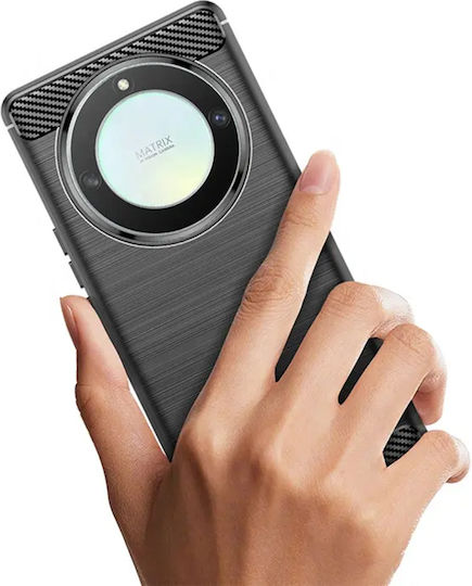 Techsuit Carbon Umschlag Rückseite Silikon Schwarz (Honor Magic6 Lite)