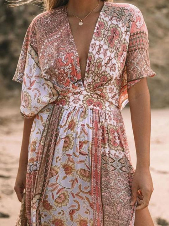 Chicret Damen Maxi Kleid Strand Rosa