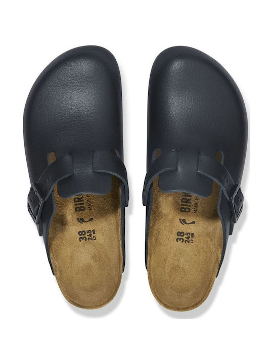 Birkenstock Boston Pro Δερμάτινα Ανατομικά Σαμπό Μαύρα