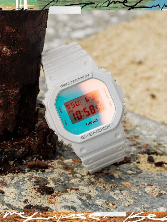 Casio G-shock Digital Men's Watch 42.8mm Chronograph Battery with White Rubber Strap