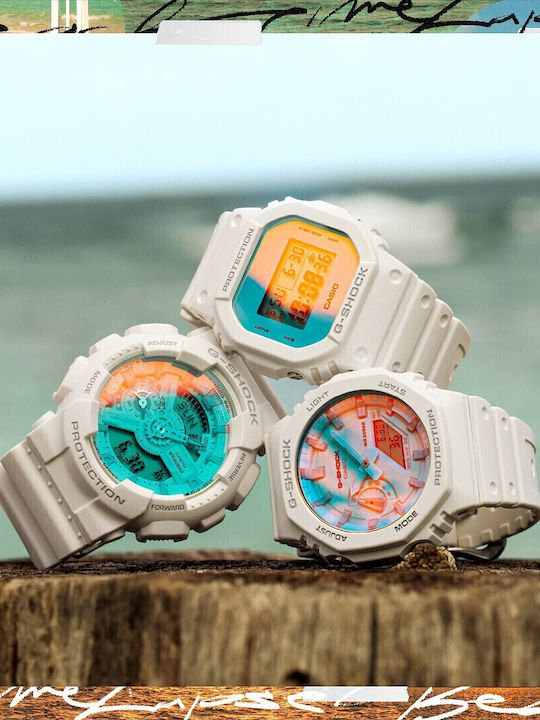 Casio G-shock Digital Men's Watch 42.8mm Chronograph Battery with White Rubber Strap