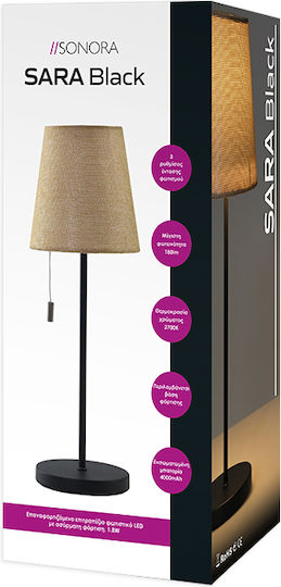 Sonora Metal Table Lamp LED with Brown Shade and Black Base