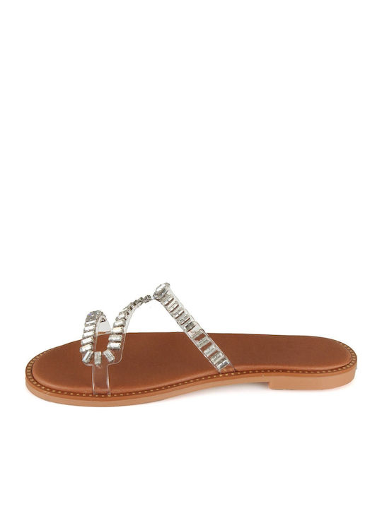 Leather Women's Flat Sandals in White Color
