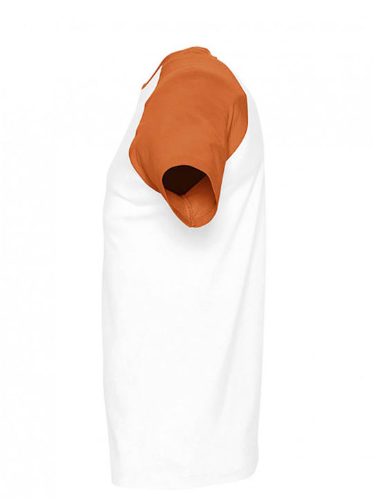 Kids Moda T-shirt Bărbătesc cu Mânecă Scurtă White / Orange