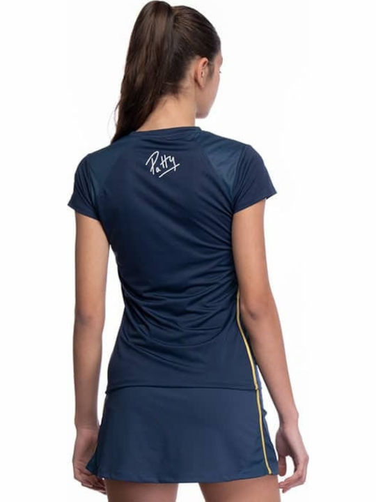 Women's Athletic Blouse Short Sleeve Blue