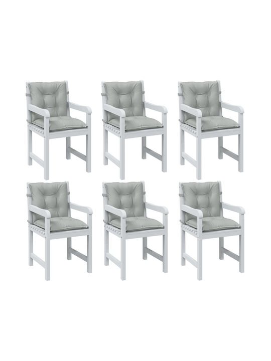 vidaXL Garden Chair Cushion With Backrest Light Gray 6 Pieces 50x100 cm