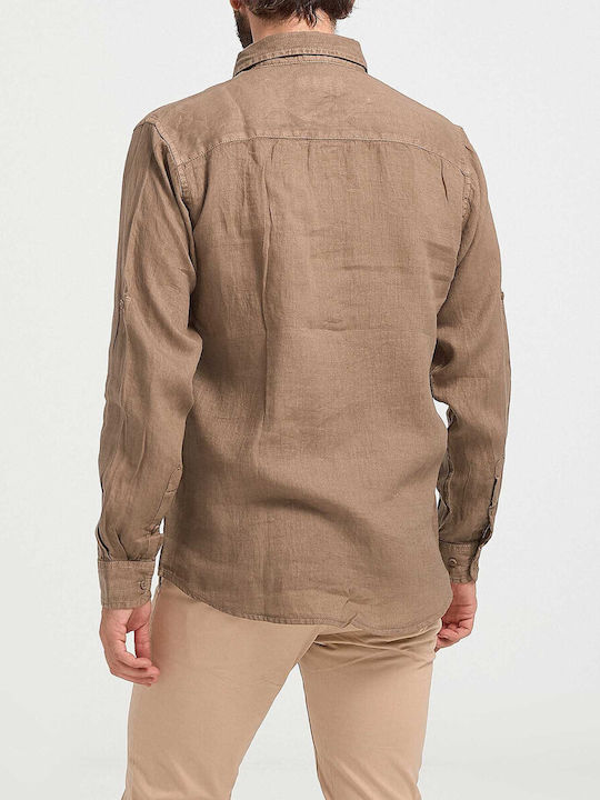 Rook Men's Shirt Long Sleeve Linen CAFE