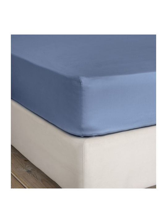 Nima Sheet Super-Double with Elastic 165x205+35cm. Superior Shadow Blue