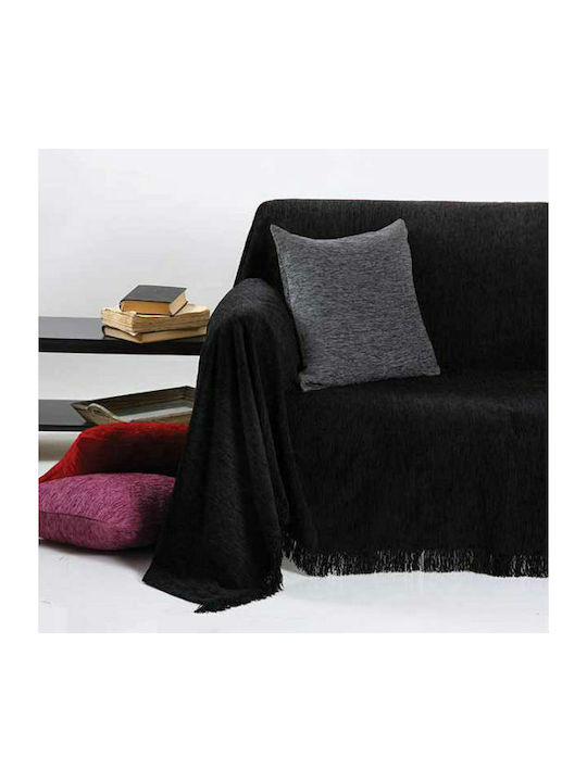 Anna Riska 1300 Chenille Armchair Throw 150x180cm Black