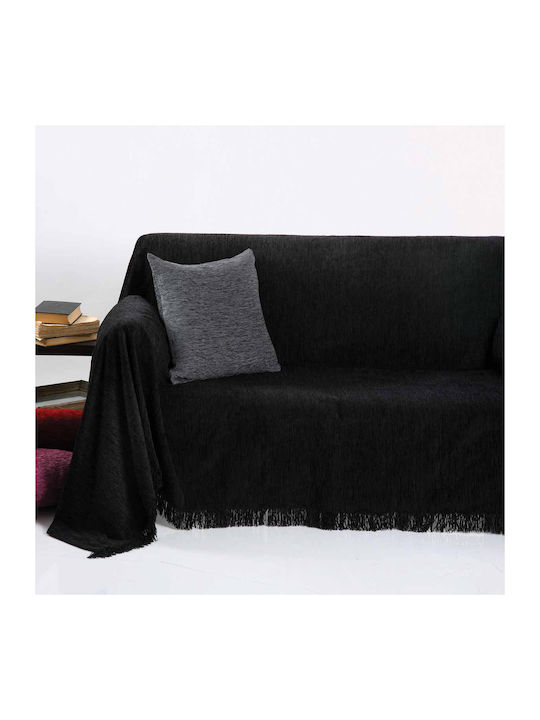 Anna Riska 1300 Chenille Armchair Throw 150x180cm Black