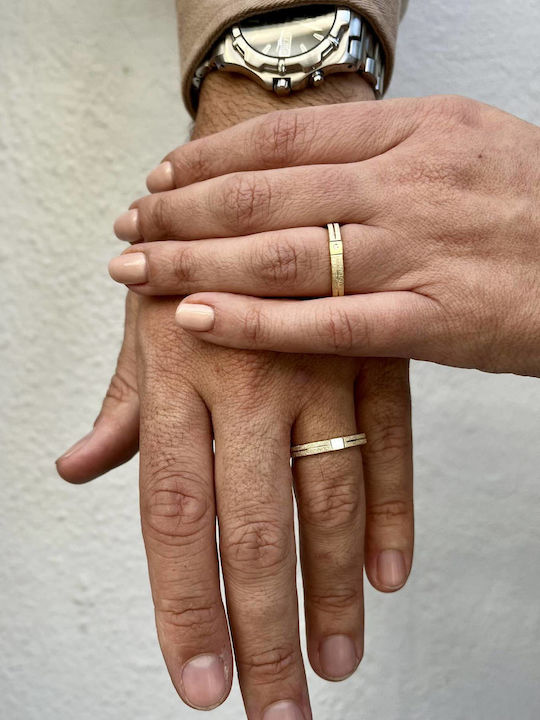 Wedding Ring Lustre & Matte Yellow Gold 14k Valauro