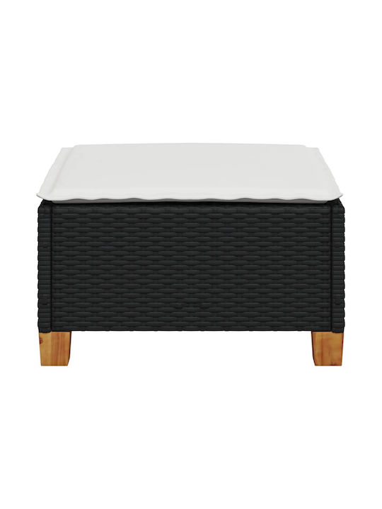 Băncuță Cub Pentru Exterior Rattan Cu Pernă Neagră 63.5x56x32cm