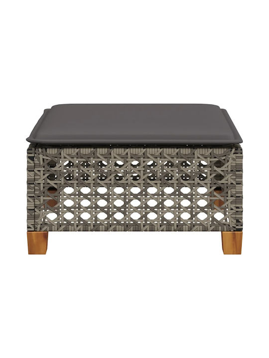 Gartenhocker Würfel Außeneinsatz Rattan mit Grauem Kissen 63,5x56x32cm