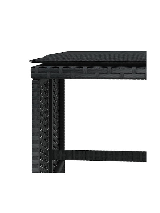 Garden Stool Cube Outdoor Rattan with Cushion Black 4 Pieces 40x40x35cm